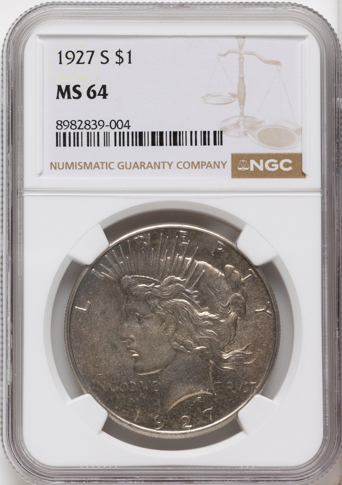 1927-S Peace Dollar NGC MS64