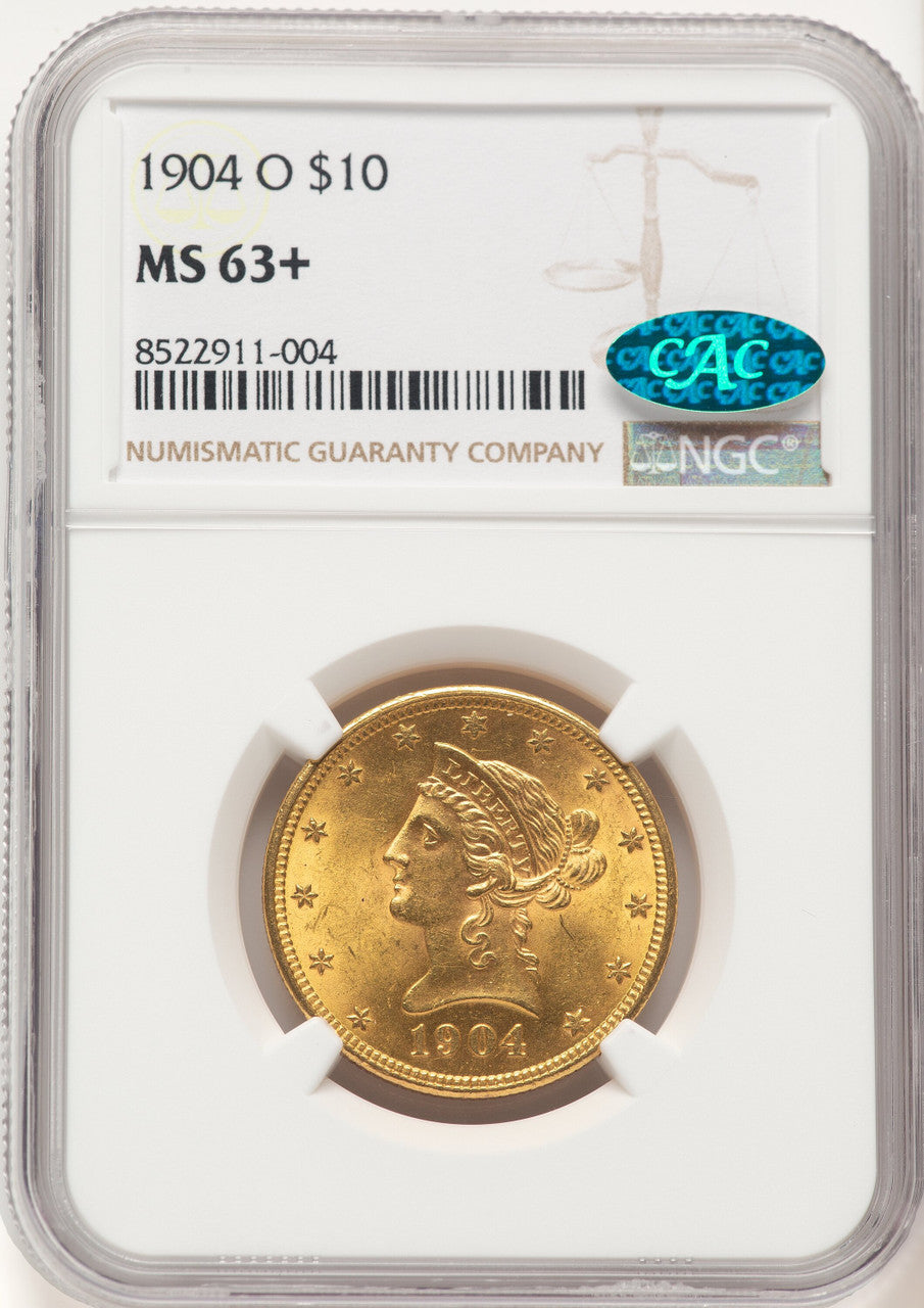 1904-O $10 CAC Liberty Eagle NGC MS63+