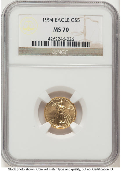 1994 Gold Eagle 1/10 oz Brown Label NGC MS70