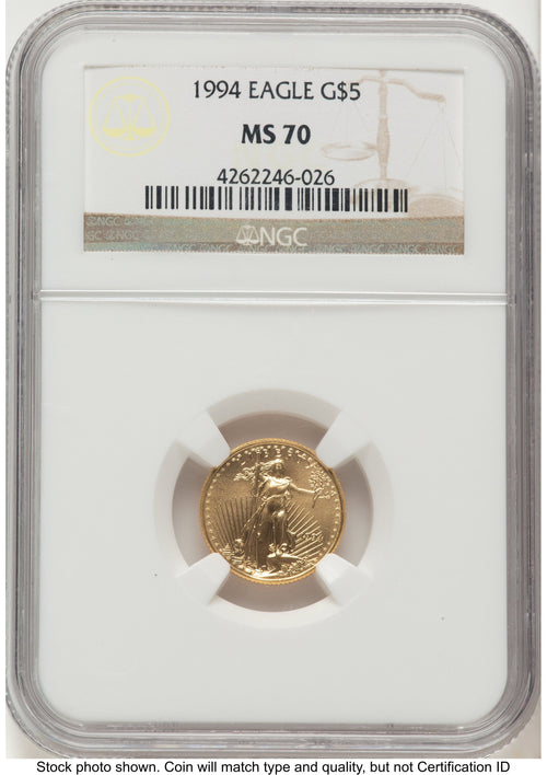 1994 Gold Eagle 1/10 oz Brown Label NGC MS70