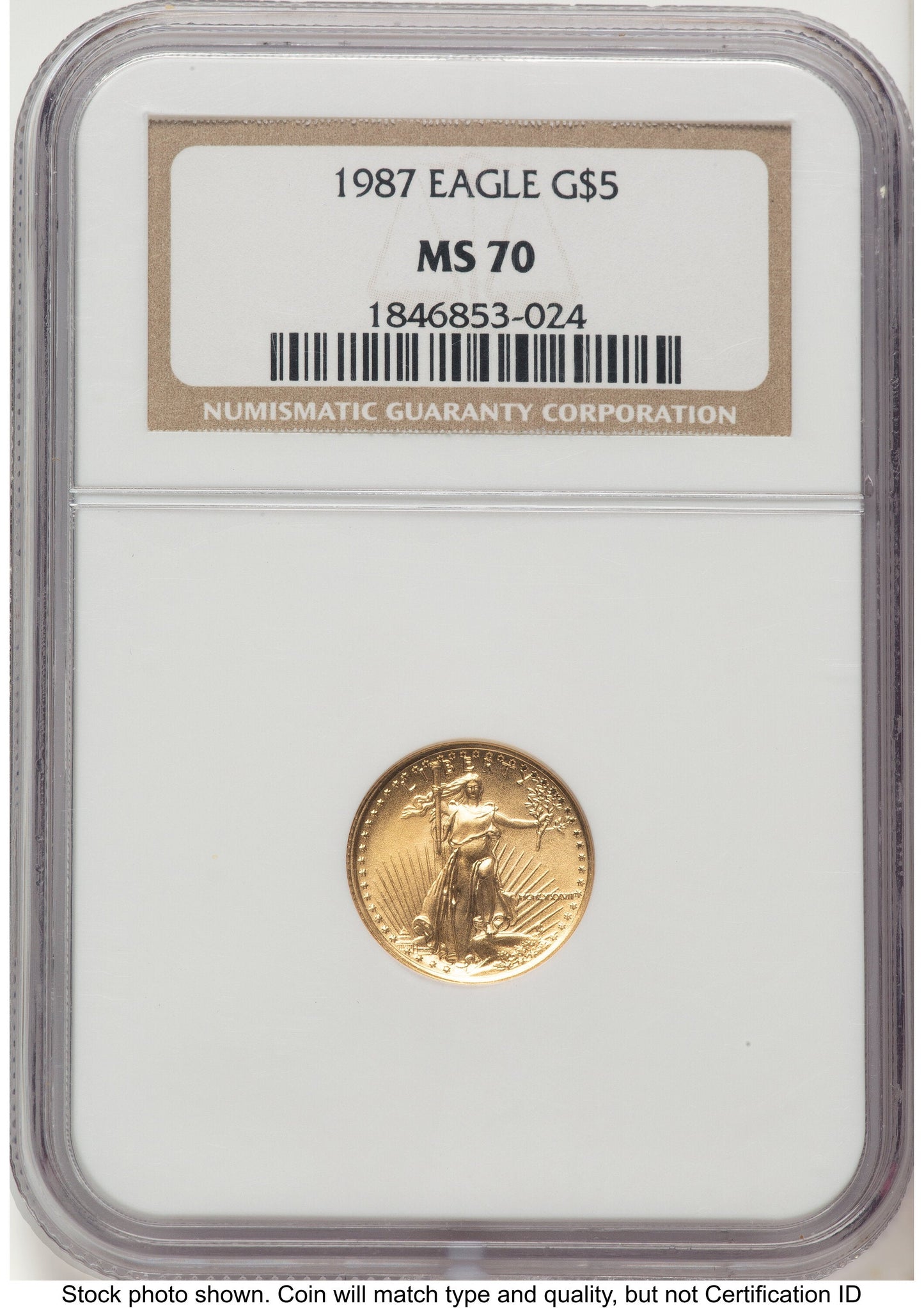 1987 Gold Eagle 1/10 oz Brown Label NGC MS70