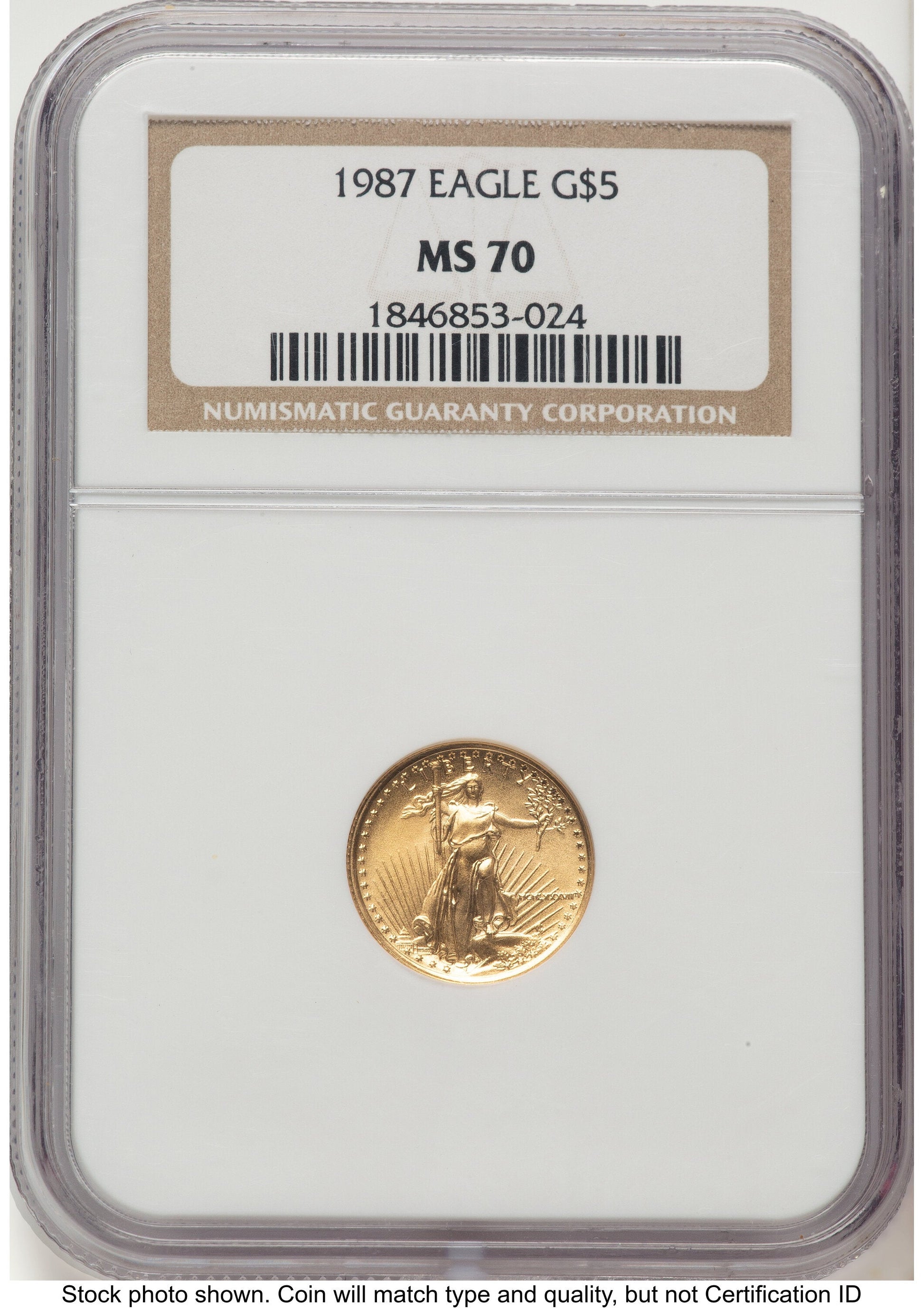 1987 Gold Eagle 1/10 oz Brown Label NGC MS70