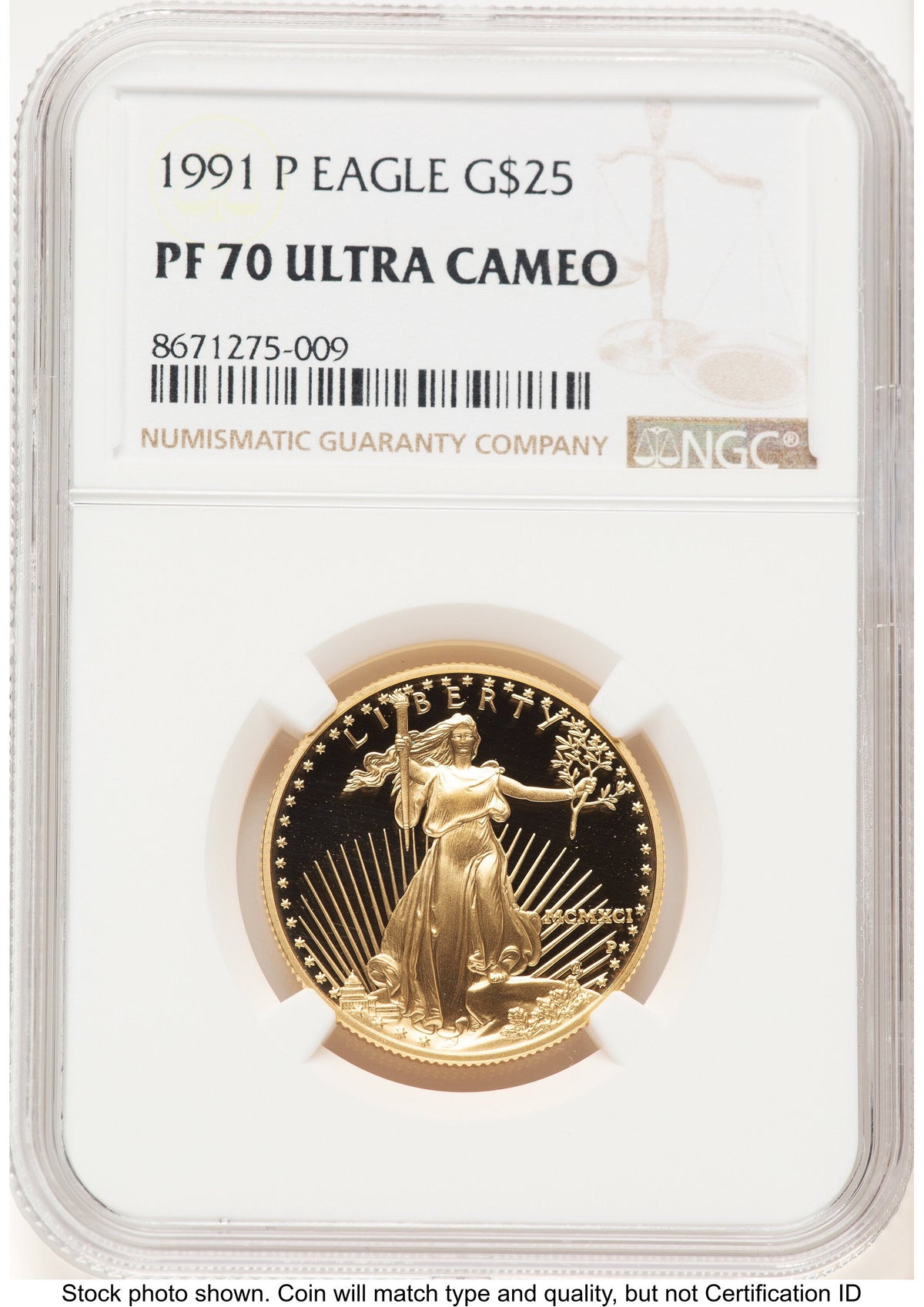 1991-P Proof Gold Eagle 1/2 oz Brown Label NGC PF70
