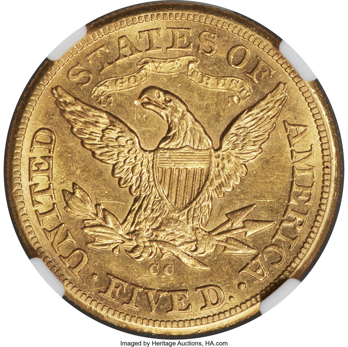 1876-CC $5 Liberty Half Eagle NGC AU58 (777873007)