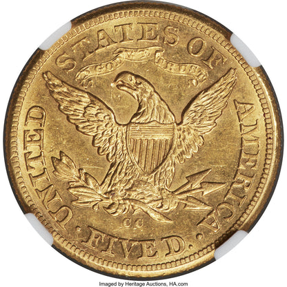 1876-CC $5 Liberty Half Eagle NGC AU58 (777873007)