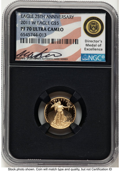 2011-W Proof Gold Eagle 1/10 oz Miles Standish NGC PF70