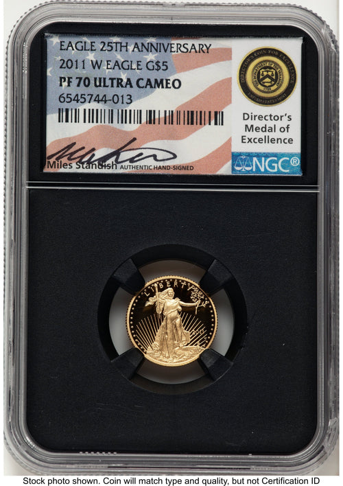 2011-W Proof Gold Eagle 1/10 oz Miles Standish NGC PF70