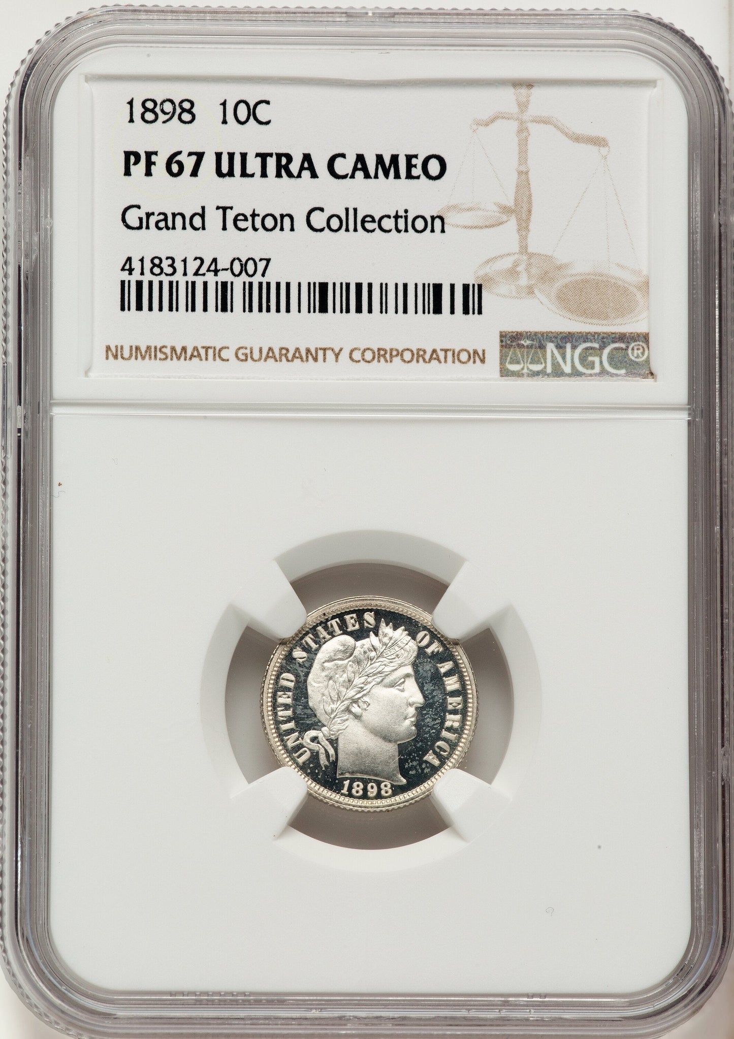 1898 10C Proof Barber Dime NGC PR67