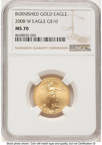 2008-W Burnished Gold Eagle 1/4 oz Brown Label NGC MS70