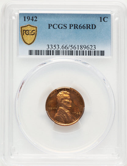 1942 1C RD Proof Lincoln Cent PCGS PR66