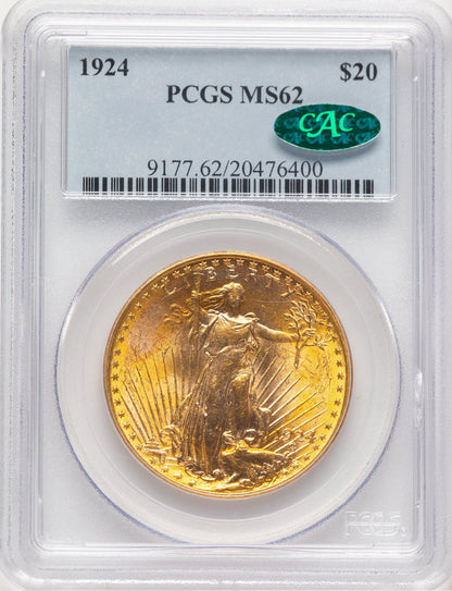 1924 $20 Saint CAC Saint-Gaudens Double Eagle PCGS MS62