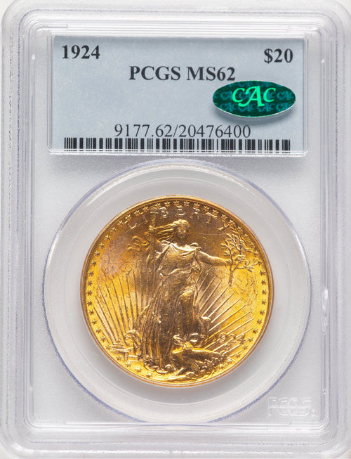 1924 $20 Saint CAC Saint-Gaudens Double Eagle PCGS MS62