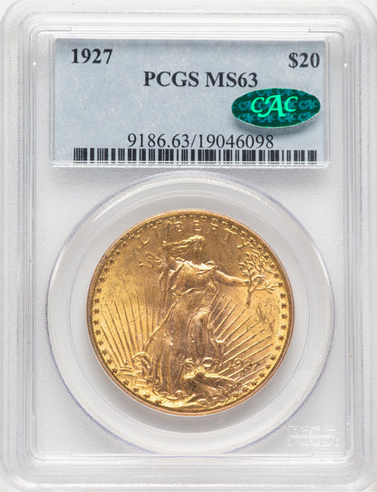 1927 $20 CAC Saint-Gaudens Double Eagle PCGS MS63