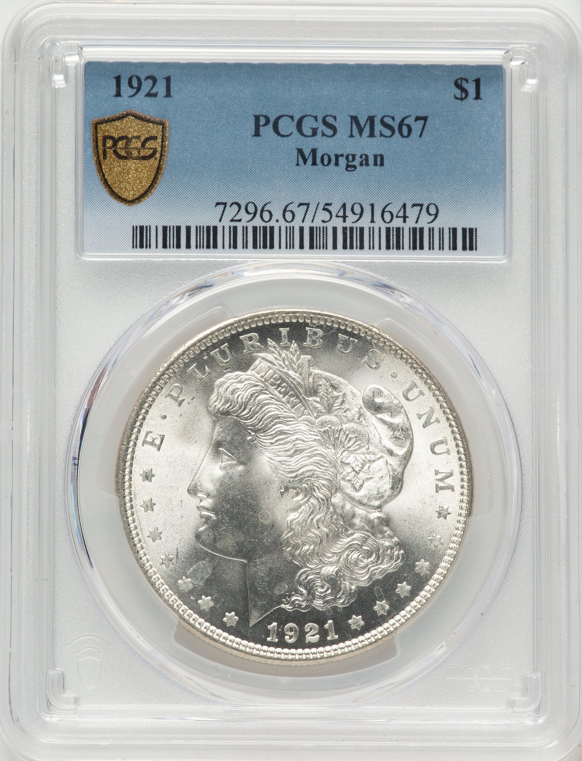 1921 Morgan Morgan Dollar PCGS MS67