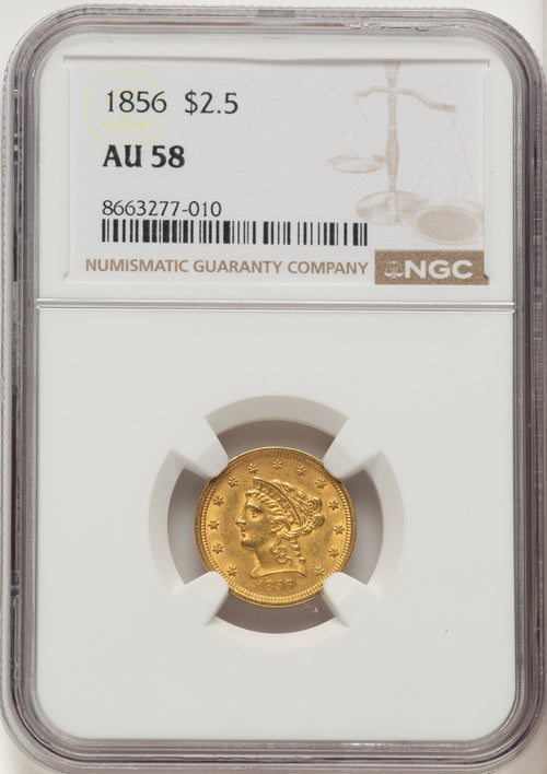 1856 $2.50 Liberty Quarter Eagle NGC AU58