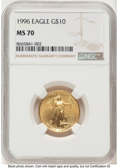 1996 Gold Eagle 1/4 oz Brown Label NGC MS70
