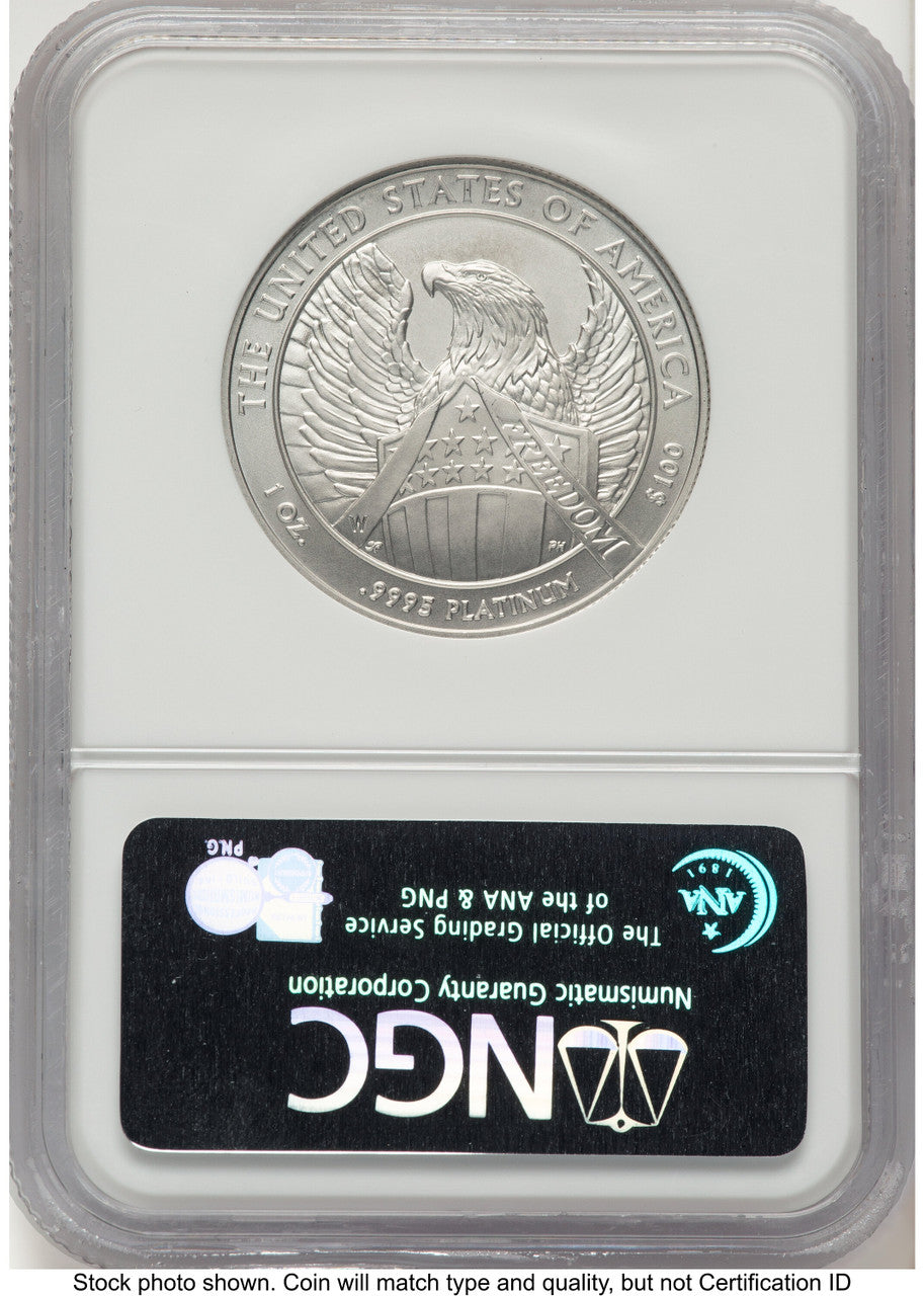 2007-W Burnished Platinum Eagle 1 oz ER Blue NGC MS70