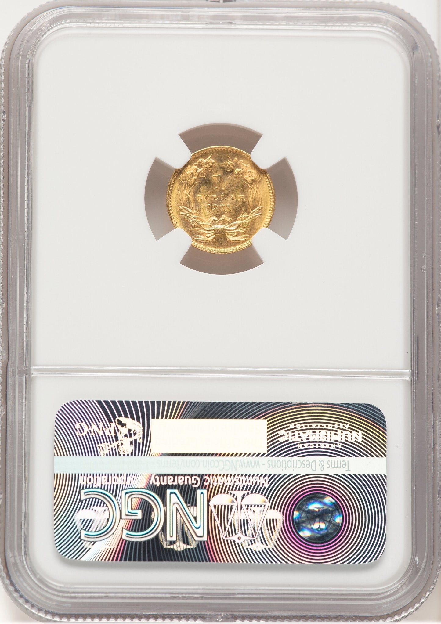 1874 G$1 Gold Dollar NGC MS64