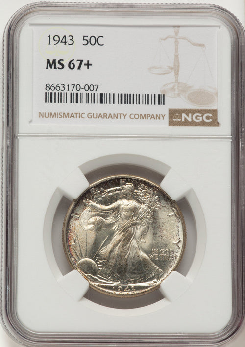 1943 50C Walking Liberty Half Dollar NGC MS67+