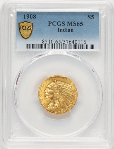1908 $5 Indian Half Eagle PCGS MS65