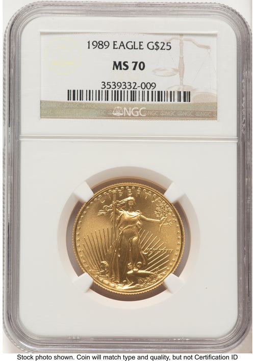 1989 Gold Eagle 1/2oz Brown Label NGC MS70