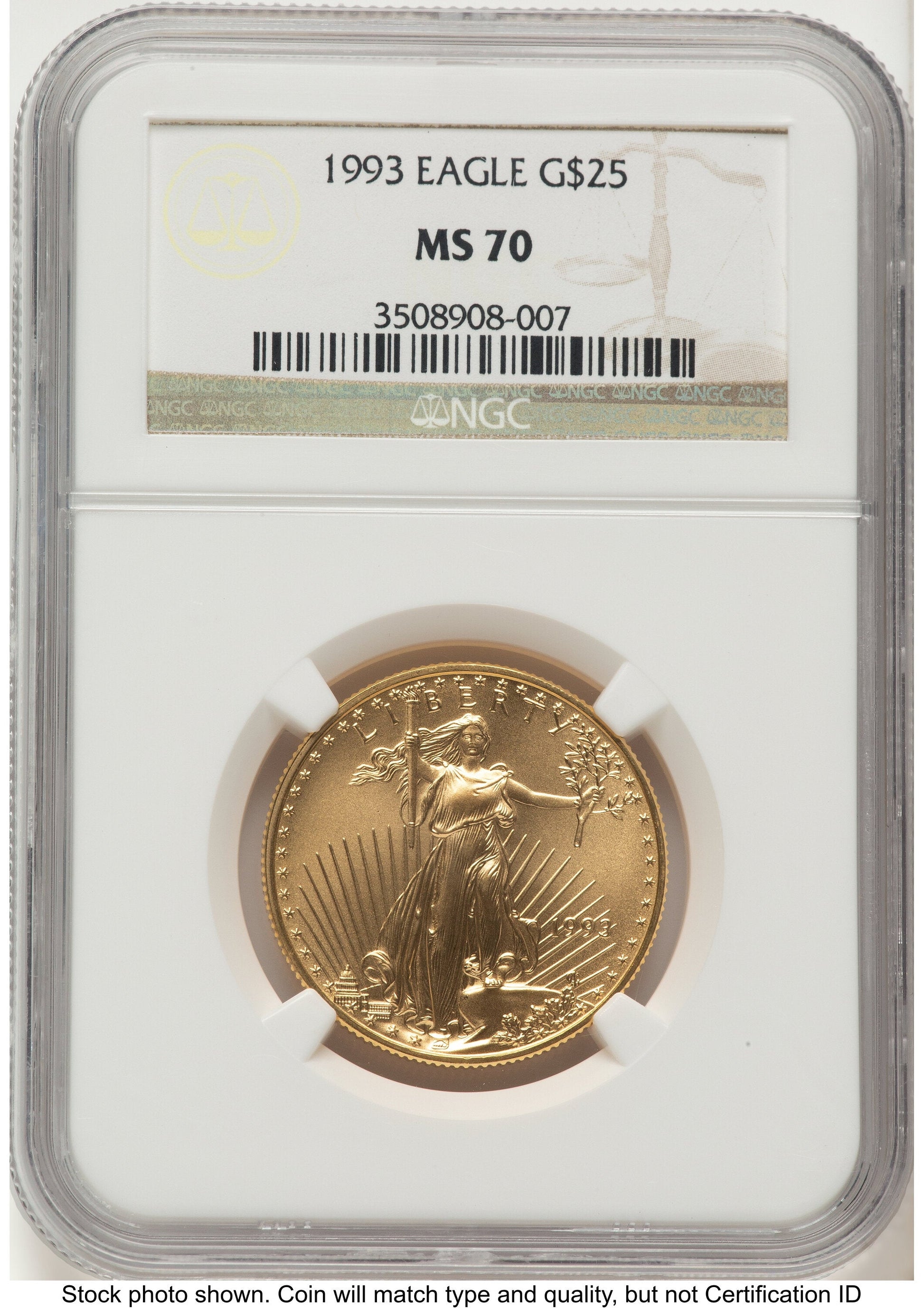 1993 Gold Eagle 1/2 oz Brown Label NGC MS70