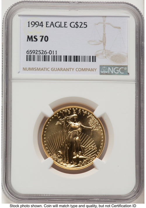1994 Gold Eagle 1/2 oz Brown Label NGC MS70
