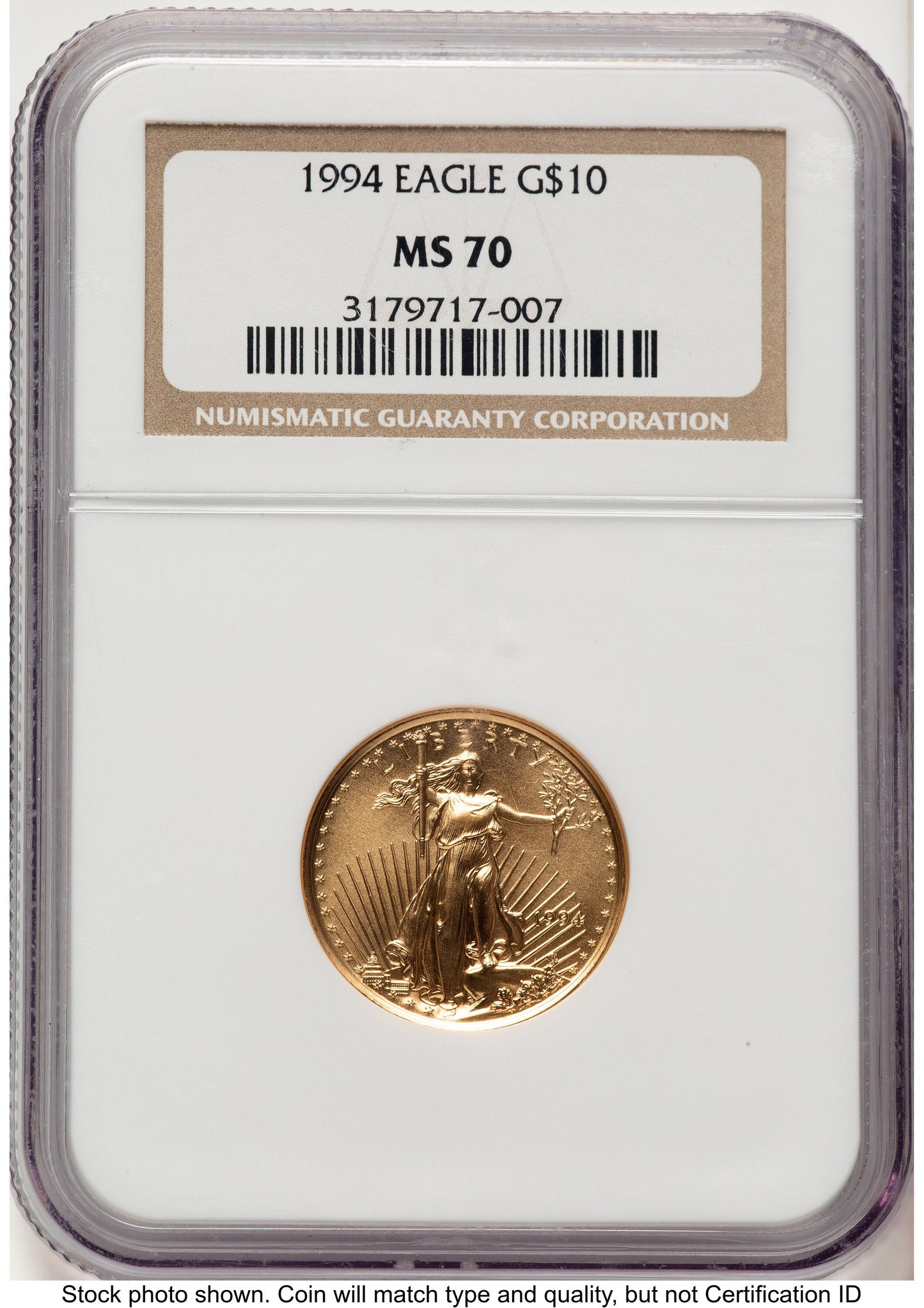 1994 Gold Eagle 1/4 oz Brown Label NGC MS70