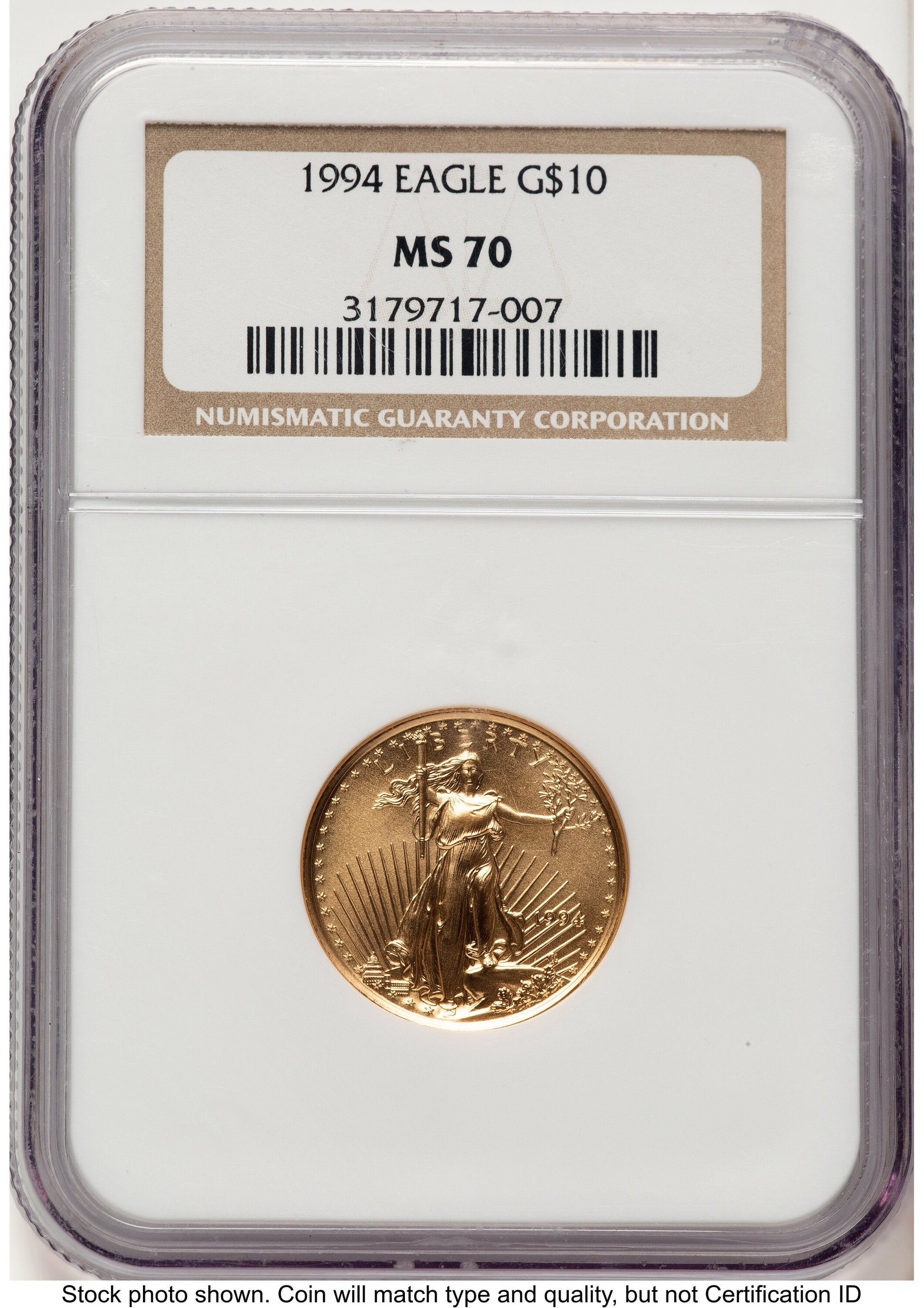 1994 Gold Eagle 1/4 oz Brown Label NGC MS70