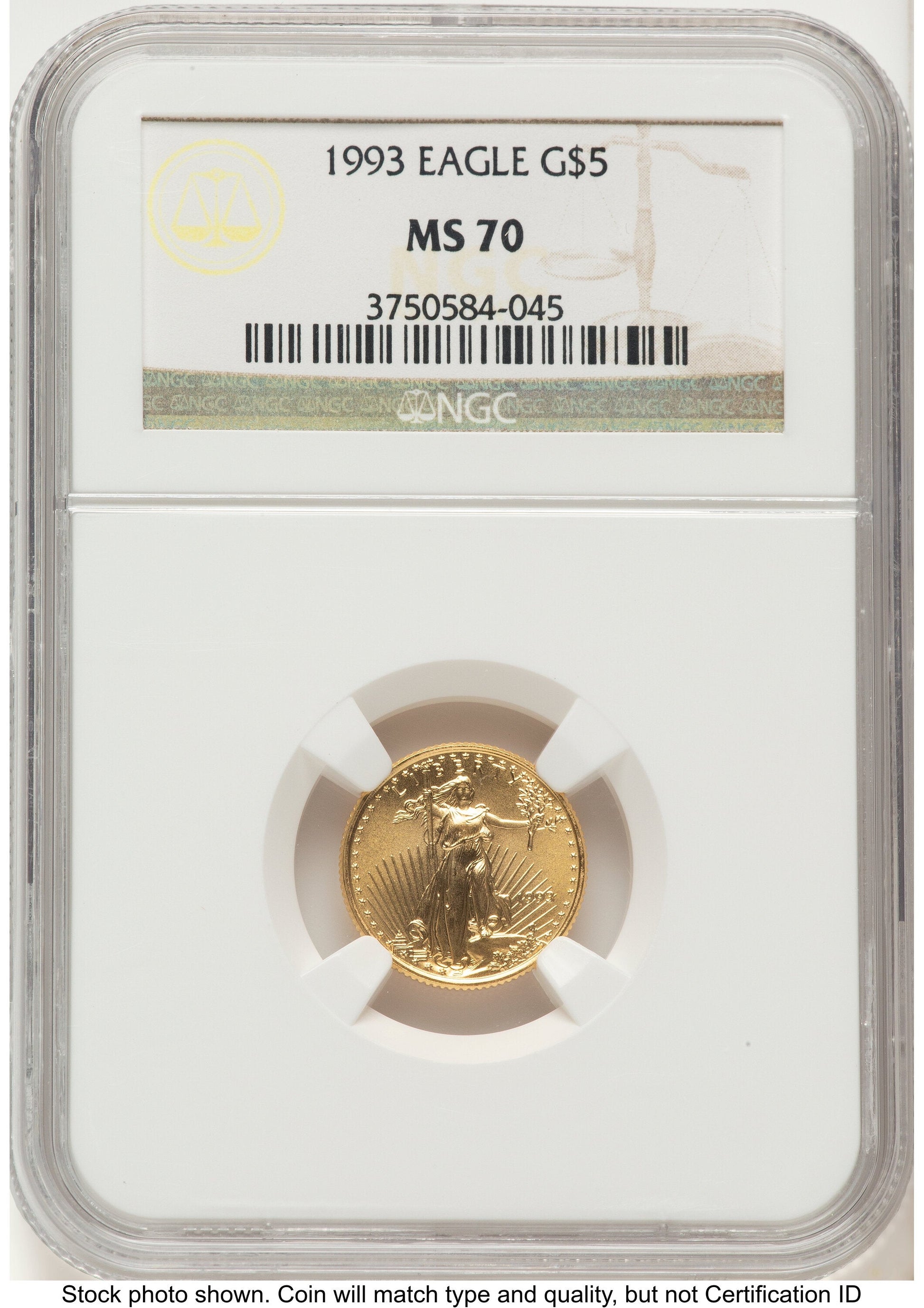 1993 Gold Eagle 1/10 oz Brown Label NGC MS70