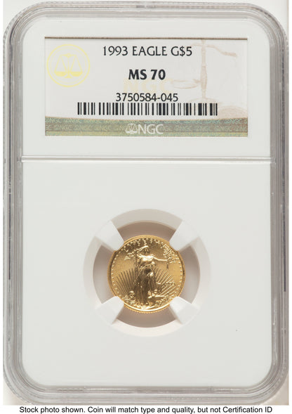 1993 Gold Eagle 1/10 oz Brown Label NGC MS70