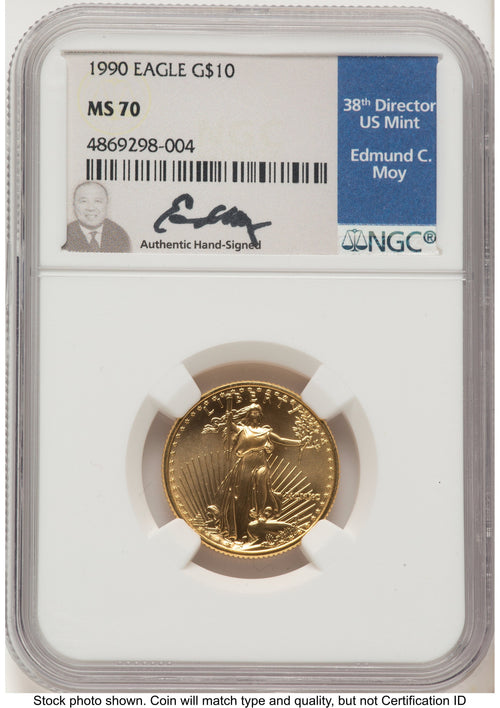 1990 Gold Eagle 1/4 oz NGC MS70 Ed Moy