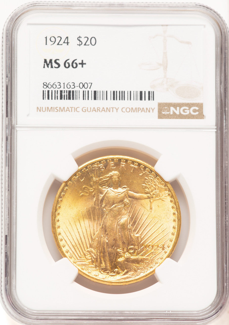 1924 $20 Saint Saint-Gaudens Double Eagle NGC MS66+