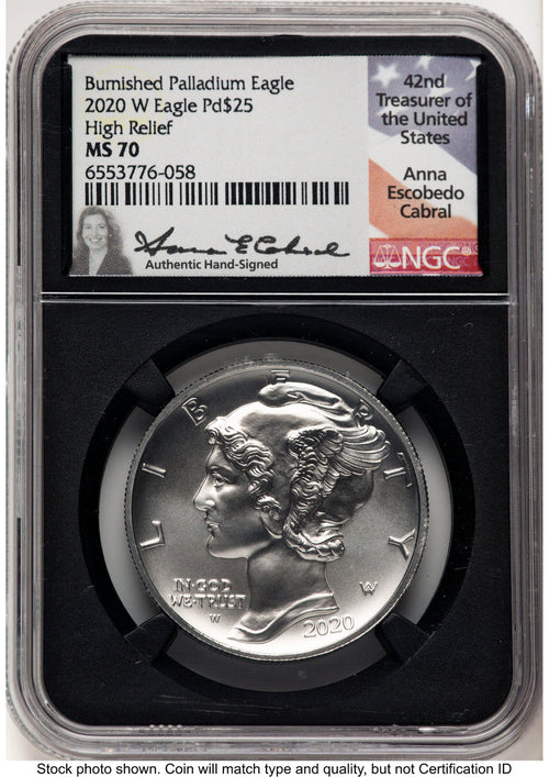 2020-W Palladium Eagle 1 oz Burnished Anna Cabral NGC MS70 (779719002)