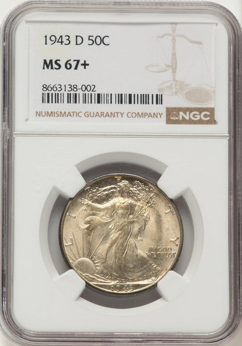 1943-D 50C Walking Liberty Half Dollar NGC MS67+