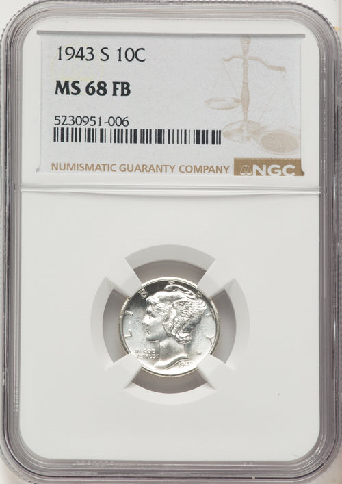 1943-S 10C FB Mercury Dime NGC MS68
