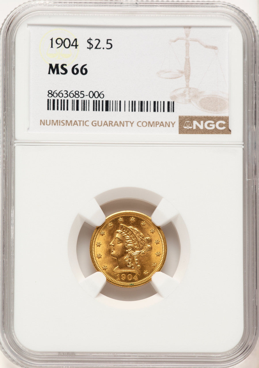 1904 $2.50 Liberty Quarter Eagle NGC MS66