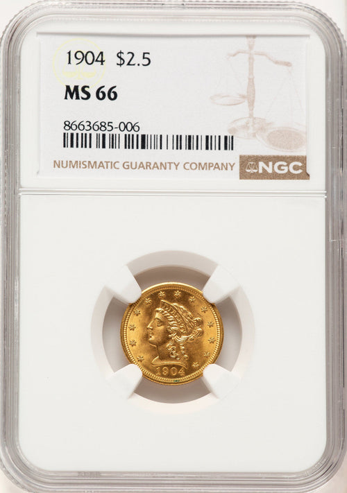 1904 $2.50 Liberty Quarter Eagle NGC MS66