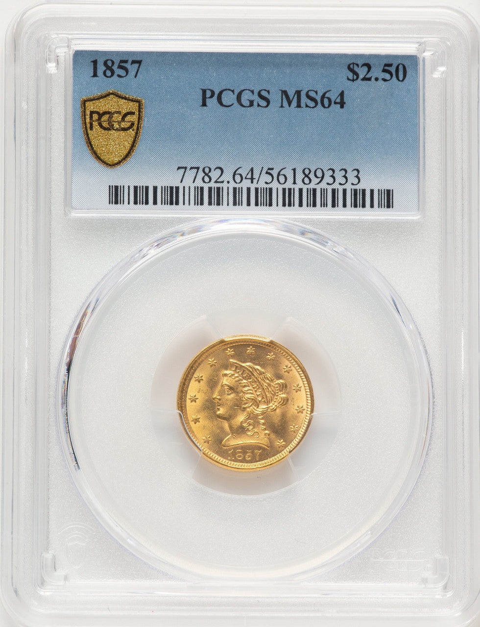 1857 $2.50 Liberty Quarter Eagle PCGS MS64