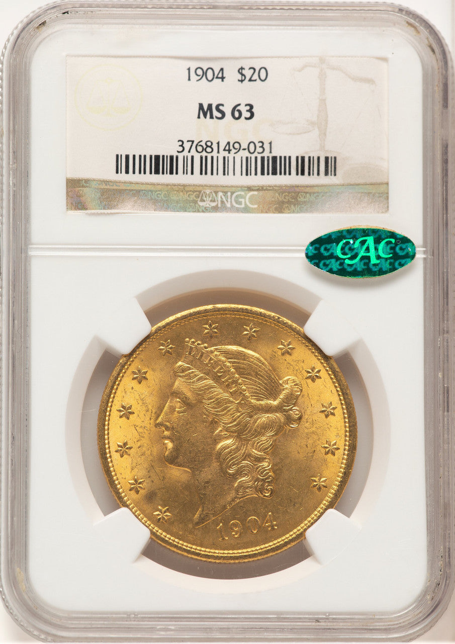 1904 $20 Liberty CAC Liberty Double Eagle NGC MS63