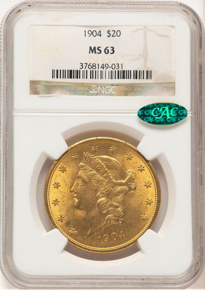 1904 $20 Liberty CAC Liberty Double Eagle NGC MS63