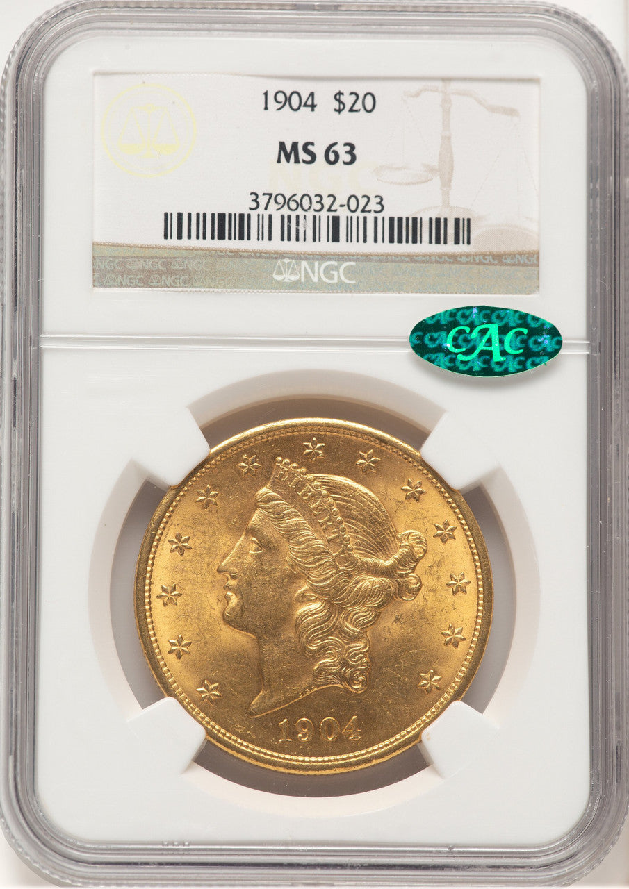 1904 $20 Liberty CAC Liberty Double Eagle NGC MS63