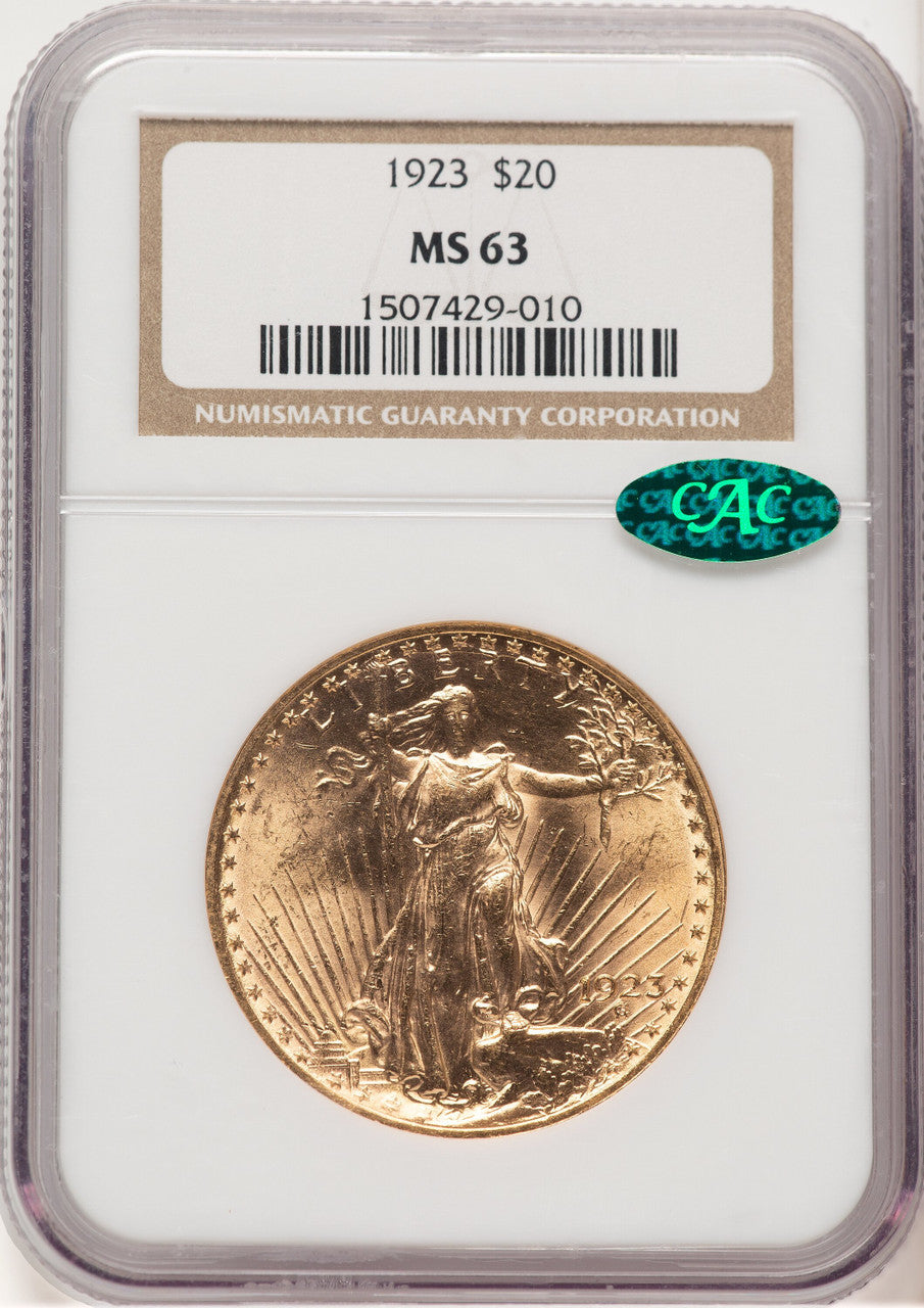 1923 $20 CAC Saint-Gaudens Double Eagle NGC MS63