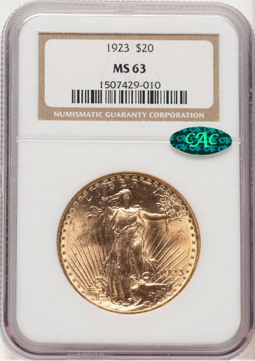 1923 $20 CAC Saint-Gaudens Double Eagle NGC MS63
