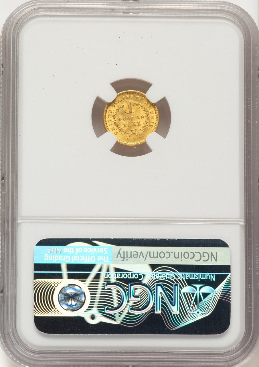 1851 G$1 Gold Dollar NGC MS64
