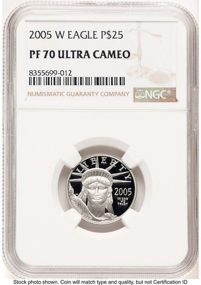 2005-W Proof Platinum Eagle 1/4 oz Brown Label NGC PF70