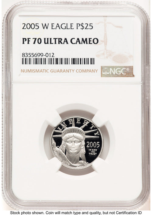 2005-W Proof Platinum Eagle 1/4 oz Brown Label NGC PF70