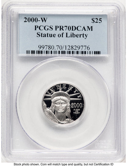2000-W Proof Platinum Eagle 1/4 oz Blue Label PCGS PR70