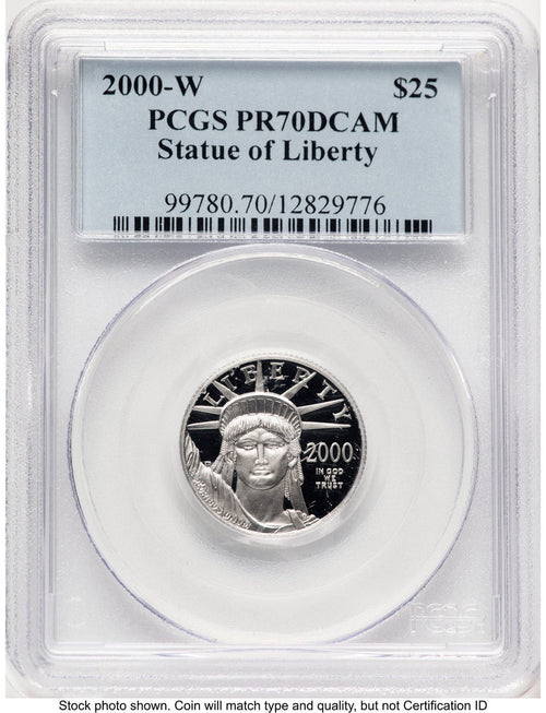 2000-W Proof Platinum Eagle 1/4 oz Blue Label PCGS PR70