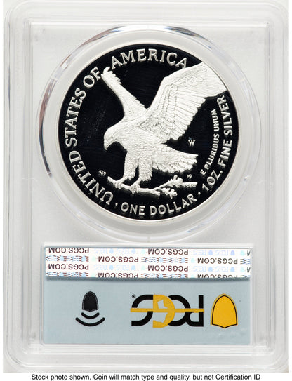 2025-W Proof Silver Eagle Privy Laser Engraved 1 oz FDI Flag PCGS PR70